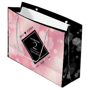 Sacola Para Presentes Grande Aniversário de Casamento do Rosa Quartz Elegante