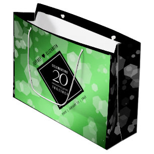 Sacola Para Presentes Grande Aniversário de Casamento Elegante 20 Emerald