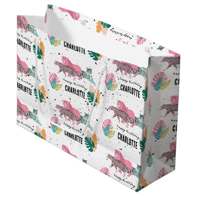 Sacola Para Presentes Grande Aniversário de criança Selvagem de Festas de anive (Frente inclinada)