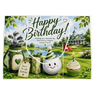 Sacola Para Presentes Grande Aniversário de Golfe para golfista no campo