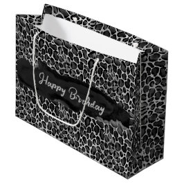 Sacola Para Presentes Grande Aniversário de Impressão do Glam Leopard Personali