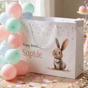 Sacola Para Presentes Grande Aniversário de Menina Coelho Fofo 
