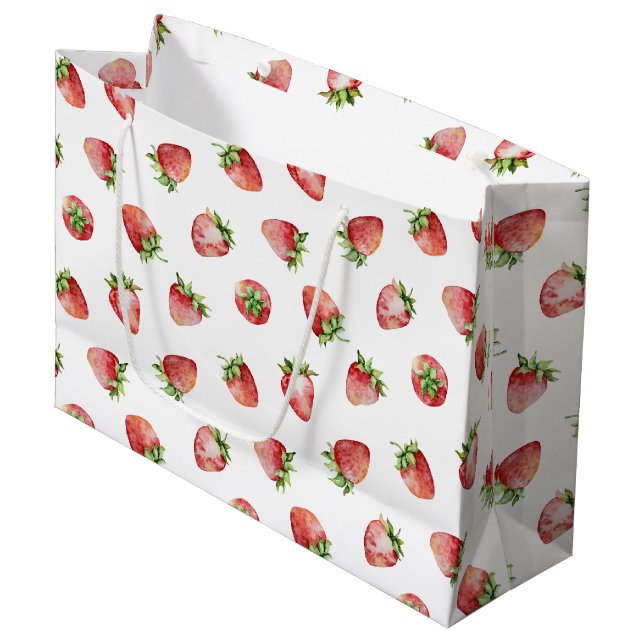 Sacola Para Presentes Grande Aniversário de Morango (Frente inclinada)