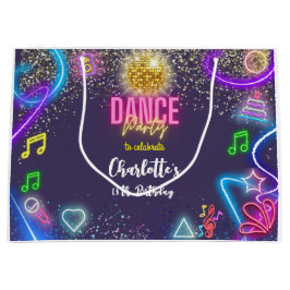 Sacola Para Presentes Grande aniversário de Neon Dance Party