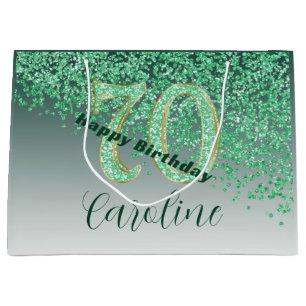 Sacola Para Presentes Grande Aniversário do 70 verde de queda bonito