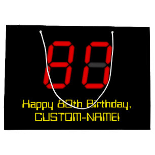 Sacola Para Presentes Grande aniversário do 80: Estilo vermelho "80" do pulso