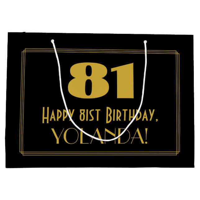 Sacola Para Presentes Grande Aniversário do 81rua — Art Deco Inspirou "81" & No (Verso)