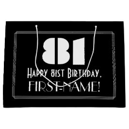 Sacola Para Presentes Grande Aniversário do 81rua ~ Arte Deco Inspirou "81" + N