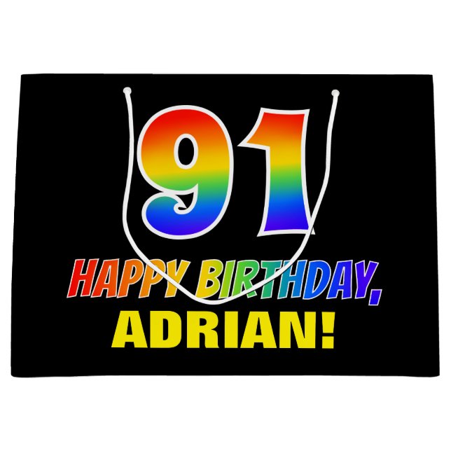 Sacola Para Presentes Grande Aniversário do 91rua: Negrito, Divertido, Simples, (Frente)