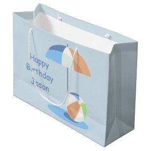 Sacola Para Presentes Grande Aniversário do Baby Boy Beach LGB