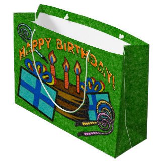 Sacola Para Presentes Grande Aniversário do Conselho de Feltro Verde