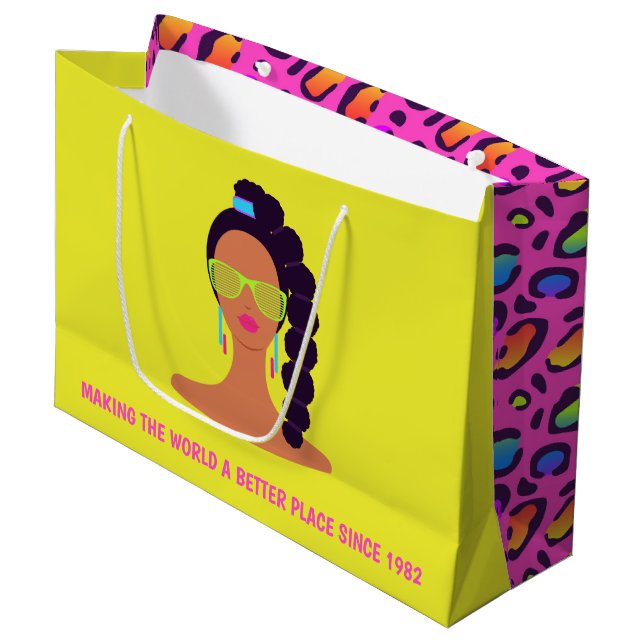 Sacola Para Presentes Grande Aniversário do dia 1980 (Frente inclinada)