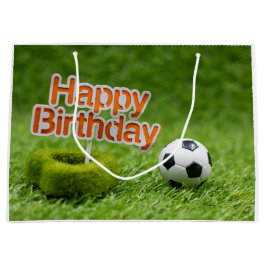 Sacola Para Presentes Grande Aniversário do futebol com bola verde