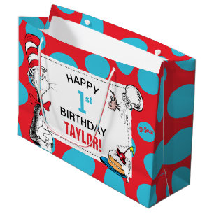 Sacola Para Presentes Grande Aniversário do Gato do Chapéu do Dr. Seuss