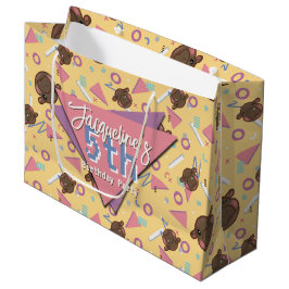 Sacola Para Presentes Grande Aniversário do Hippo do Bebê Amarelo Retro