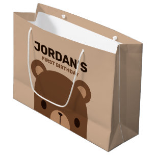 Sacola Para Presentes Grande Aniversário do Pequeno Urso Castanho