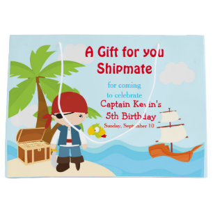 Sacola Para Presentes Grande Aniversário do Rapaz de Patches de Olhos Pirata de