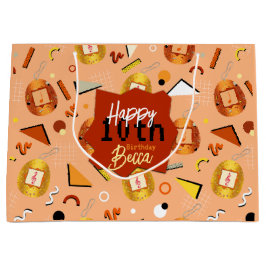 Sacola Para Presentes Grande Aniversário do Retro Orange Tamagotchi