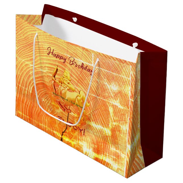 Sacola Para Presentes Grande Aniversário do Sagitário Grande Vermelho (Frente inclinada)