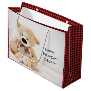 Sacola Para Presentes Grande Aniversário do Urso Bonito