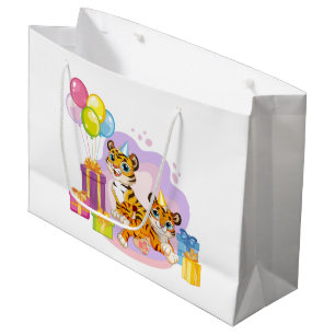 Sacola Para Presentes Grande Aniversário Gatinhos Grande Ganha-Presente