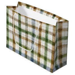Sacola Para Presentes Grande Aniversário Listras Verde Marrom Azul