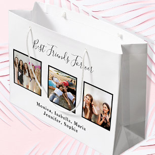 Sacola Para Presentes Grande Aniversário melhores amigos nomes de fotos branco