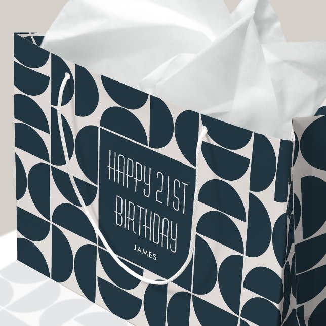 Sacola Para Presentes Grande Aniversário Moderno do Século médio Retro 21 ruas  (Criador carregado)