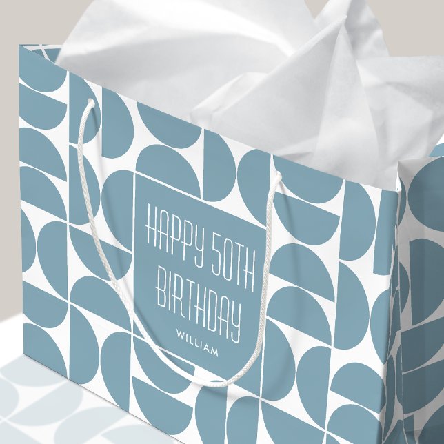 Sacola Para Presentes Grande Aniversário Moderno do Século médio Retroativo 50º (Criador carregado)