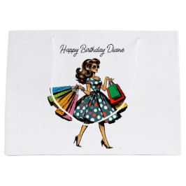 Sacola Para Presentes Grande Aniversário Personalizado da Senhora Retro