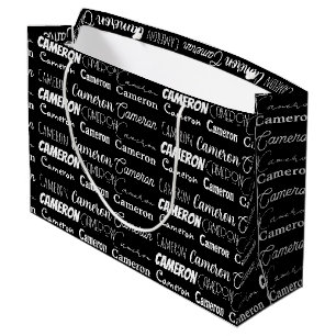 Sacola Para Presentes Grande Aniversário Personalizado Preto e Branco Moderno