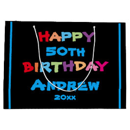 Sacola Para Presentes Grande Aniversário Qualquer Nome Personalizado Idade Nome