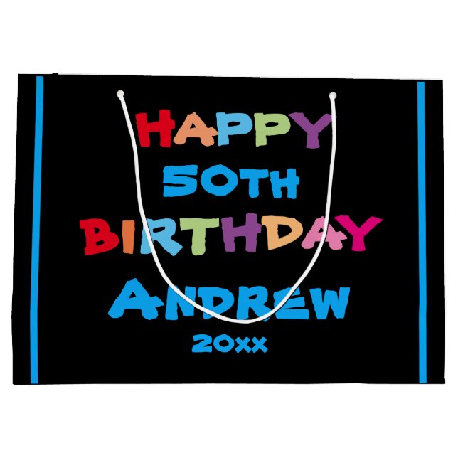 Sacola Para Presentes Grande Aniversário Qualquer Nome Personalizado Idade Nome (Verso)