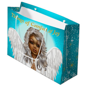 Sacola Para Presentes Grande Anjo de oração africano-americana