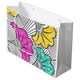 Sacola Para Presentes Grande Ankara Turquoise e Yellow Floral Gift Bag