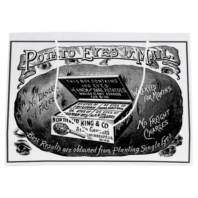 Sacola Para Presentes Grande Anúncio estranho de batata de vindima (Frente)