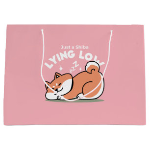 Sacola Para Presentes Grande Apenas um Shiba Mente Baixo: Design de Shiba Inu C