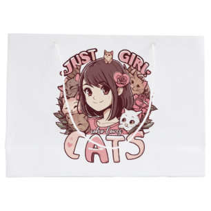 Sacola Para Presentes Grande apenas uma garota que ama gatos