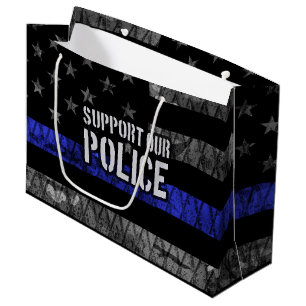 Sacola Para Presentes Grande Apoie nossa bandeira desapontada da polícia