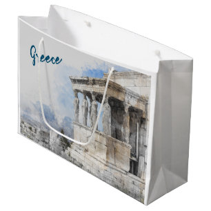 Sacola Para Presentes Grande Aquarela Antiga Atenas Ruína Grande Saco de Presen