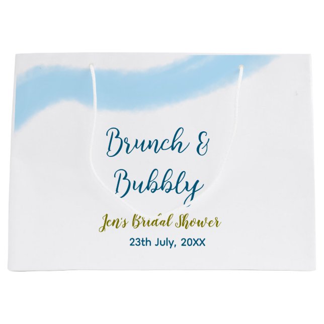 Sacola Para Presentes Grande Aquarela azul dourada borbulhante e enxoval de noi (Frente)