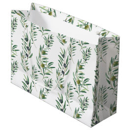 Sacola Para Presentes Grande Aquarela Estilo Country Francês Padrão Verde Oliva