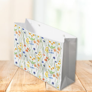 Sacola Para Presentes Grande Aquarela Flor Silvestre