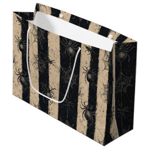 Sacola Para Presentes Grande Aranha Gótica e Padrão de Halloween Limpo na Web