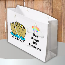 Sacola Para Presentes Grande Arca de Noé Arco-íris Promessas de Deus