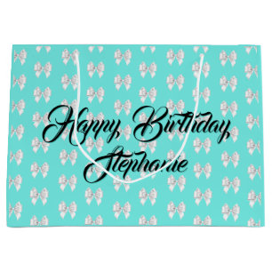 Sacola Para Presentes Grande Arco Branco do Tiffany do Tema do Nome Personaliza