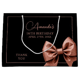 Sacola Para Presentes Grande Arco Glitter Dourado Rosa Chic Doce 16 Aniversário