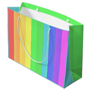Sacola Para Presentes Grande Arco-Íris Colorido Elegante e Divertido Gira Azul