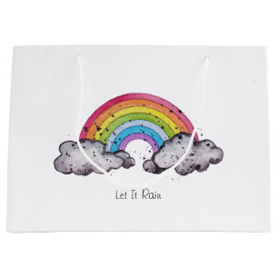 Sacola Para Presentes Grande Arco-Íris E Nuvens Cujas Cores-De-Água