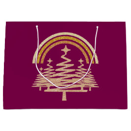 Sacola Para Presentes Grande Arco-Íris Festivo Dourado Estimulando Árvores-Alvo